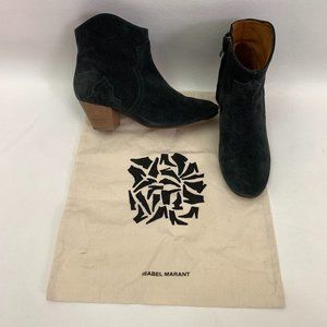 Isabel Marant Ankle Boots Women's Size 36 DICKER Black Suede 2" Heels w/Dust Bag